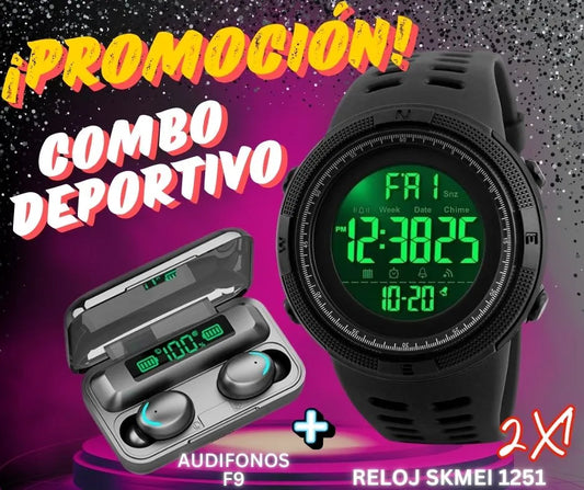 Kit Deportivo Todo en Uno - Audifonos + Reloj Deportivo